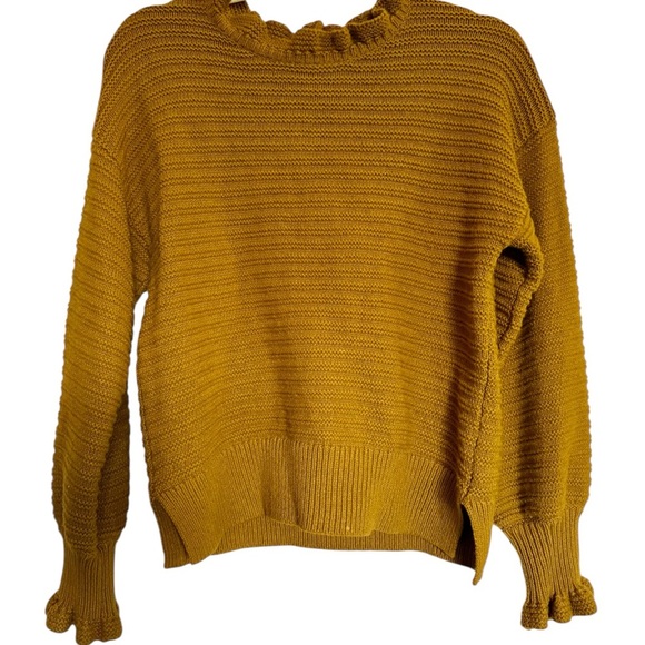 Madewell‎ Gold Ruffle Merino Wool Blend Sweater Size Medium - Picture 2 of 13